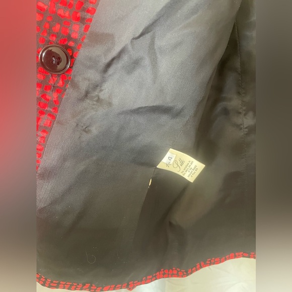 Vintage Nieman Marcus red and black 3 piece 100% silk skirt set | 4 - Picture 15 of 16